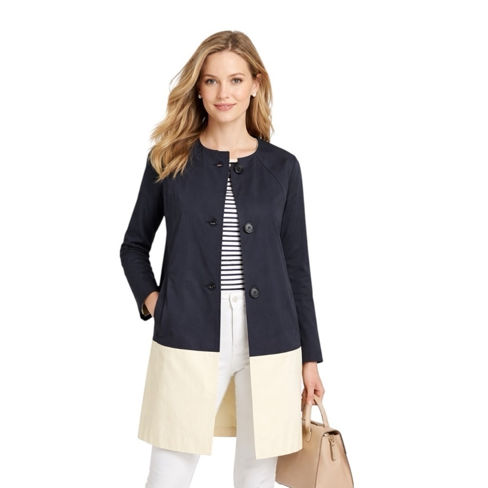 Kate Spade - NWT Richie Preppy Two Tone Trench Coat Sz XS
